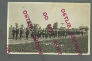 Lake Mills WISCONSIN RPPC 1911 BAND Military NORTHWESTERN UNIVERSITY ROTC?