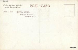 1920s Hotel York autos London UK Artist impression postcard 5853