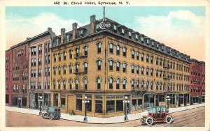 Syracuse, NY New York  ST CLOUD HOTEL Street View~Cars ca1920's Vintage Postcard