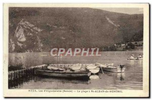 Old Postcard Lac d & # 39Aiguebelette The beach at St Alban de Montbel