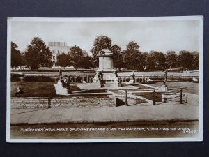 Stratford on Avon THE SHAKESPEARE GOWER MONUMENT c1936 RP Postcard by Valentine