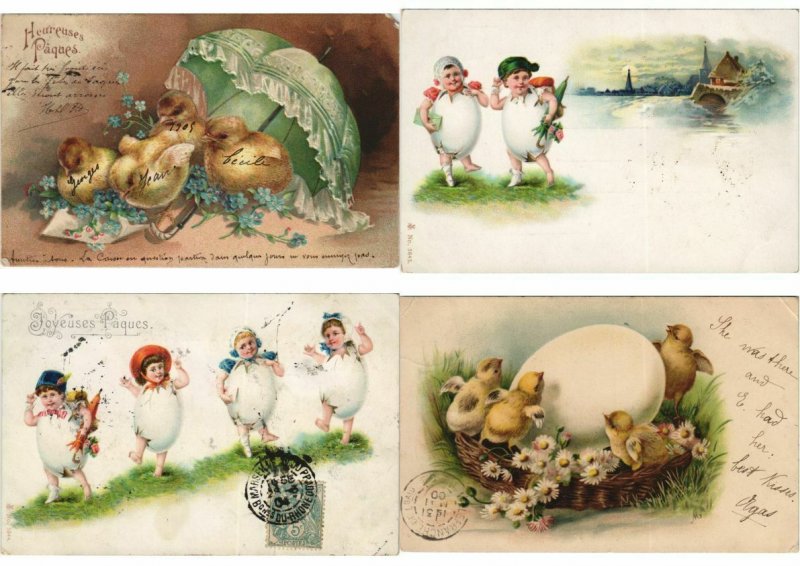 EASTER LOT OF EMBOSSED, ARTIST SIGNED 400 CPA Pre-1930 w. BETTER, PART 4.(L3115)