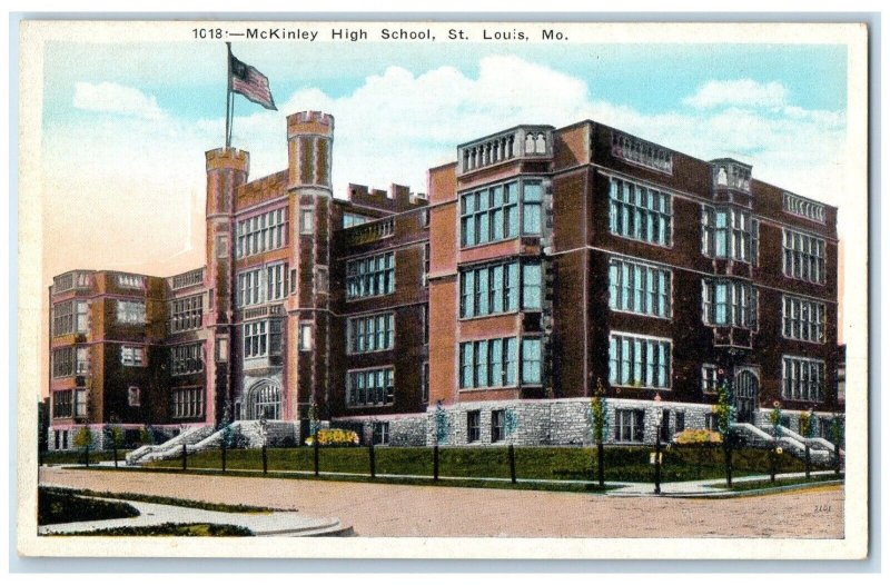 c1920 McKinley High School Exterior Building St. Louis Missouri Vintage Postcard