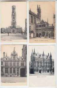 P2559, 4 dif old postcards belgium bruges views, hotel, le beffori etc unused