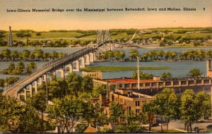 Illinois Moline Iowa-Illinois Memeorial Bridge Over Mississippi River