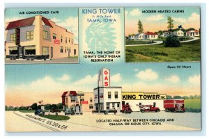 King Tower Tama Iowa Multiview 1949 Bristol Indiana Vintage Antique Postcard