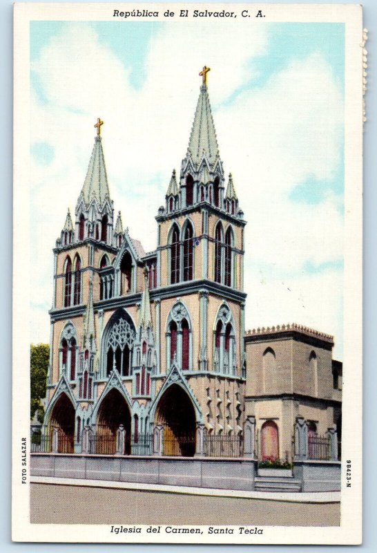 Republic of El Salvador Postcard Iglesia del Carmen Santa Tecla c1930's