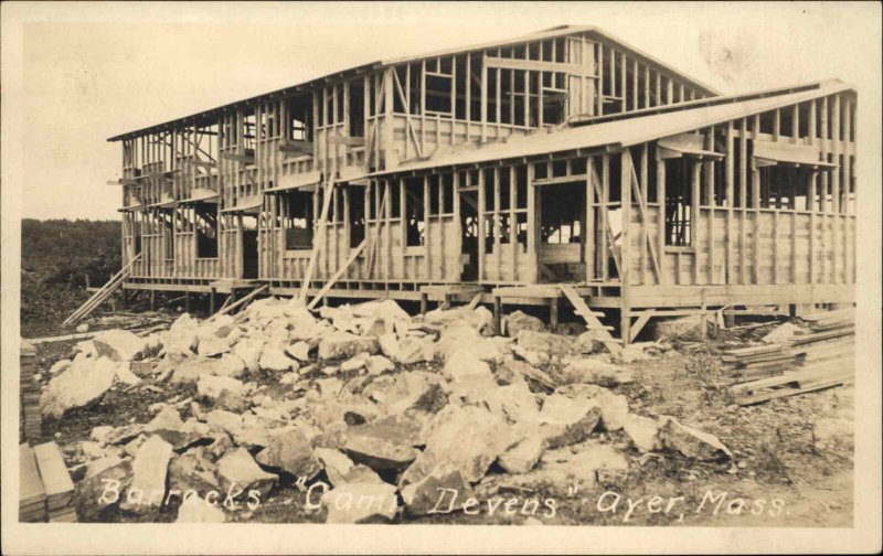 Ayer MA Camp Devens Barracks Construction c1917 Real Photo Postcard #5