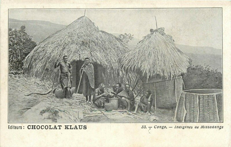 French Congo Natives of Missadange village Chocolate Klaus publishing postcard 