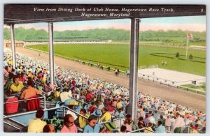 HAGERSTOWN MARYLAND HORSE RACE TRACK VIEW FROM DINING DECK CLUB HOUSE POSTCARD