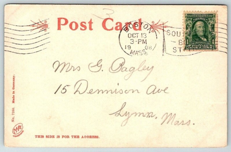 South  Boston High School  Massachusetts  Postcard