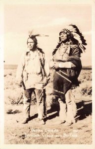 RPPC INDIAN CHIEFS THUNDER CLOUD & BIG TREE REAL PHOTO POSTCARD (c. 1940s)