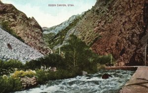 Ogden Canyon Scenic Drive Narrow Roads River Utah Vintage Postcard
