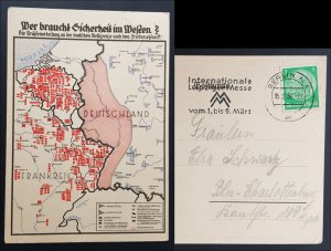 GERMANY THIRD 3rd REICH ORIGINAL WWII PROPAGANDA MAP CARD THE DANGERS OF GERMANY