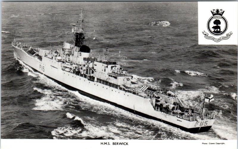 RPPC Brittish Naval Ship  HMS BERWICK  c1950s  Postcard