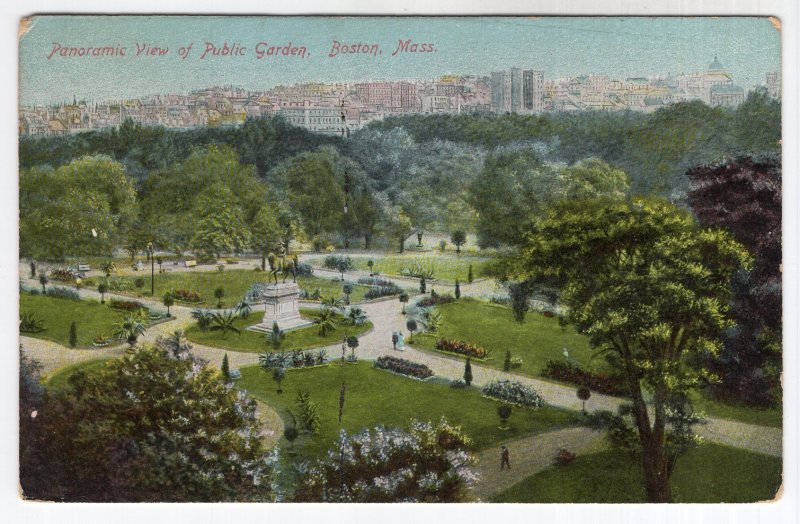 Boston, Mass, Panoramic View of Public Garden