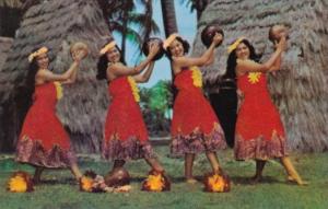 Hawaiian Honolulu Kent Gihrard's Hula Nani Girls In Pahu Skirts