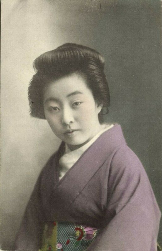 japan, Native Geisha Lady in Purple Kimono (1910s) Postcard