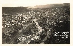 Cumberland MD By-Pass Bridge National Hwy. Aerial View Real Photo Postcard