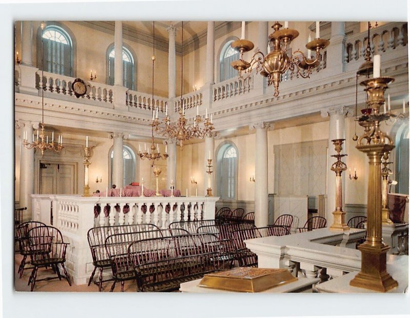 Postcard Interior View Looking West, Touro Synagogue, Newport, Rhode Island