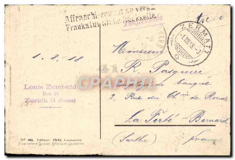 Old Postcard Switzerland Flag