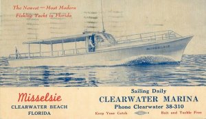 Clearwater Beach Florida Misselsie 1952 Postcard 12448