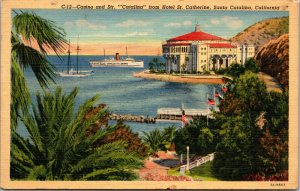 Vtg Casino Catalina from Hotel Catherine Santa Catalina California CA Postcard