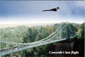 Bristol, UK England  CONCORDE'S LAST FLIGHT Clifton Bridge AVIATION 4X6 Postcard