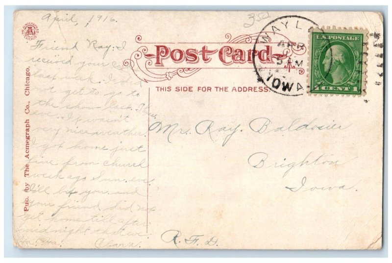 1915 Scene Along Iowa River Country Club Iowa City Iowa Vintage Antique Postcard