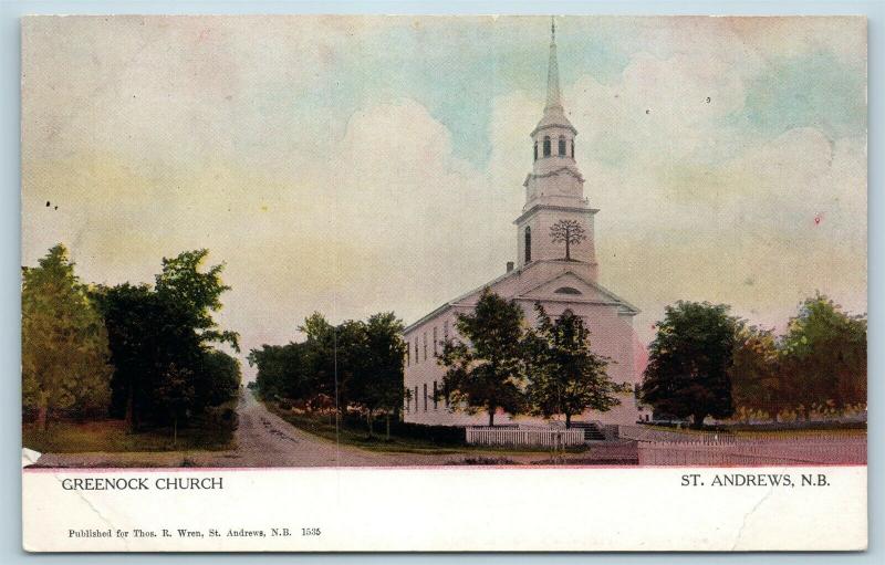 Postcard Canada New Brunswick St Andrews Greenock Church Q10