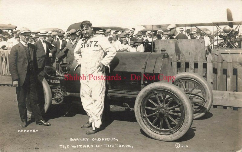 Barney Oldfield  STUTZ Car  AUTO RACING Lincoln Beachy  - RPPC - Original