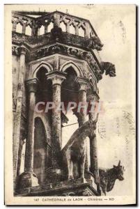 Old Postcard Cathedrale De Laon Chimeres