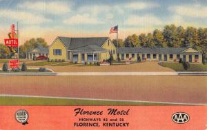 Florence Kentucky Motel Street View Linen Antique Postcard K19884