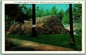 Fort George Lake George New York NY UNP Unused Linen Postcard I2
