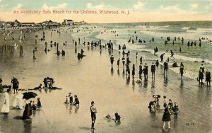 c1915 Postcard; Wildwood NJ, An Absolutely Safe Beach for Children, Posted