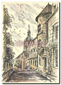 Postcard Modern Art Vezelay city Gaillon Tower and Rue Saint Pierre