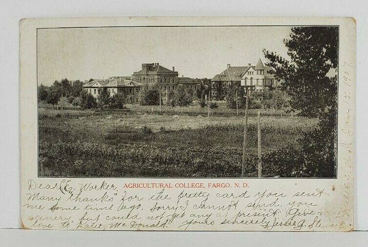 Fargo North Dakota Agricultural College Early View 1907 Milton Postcard O8