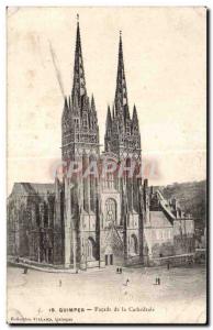 Old Postcard Quimper Facade of the Cathedral