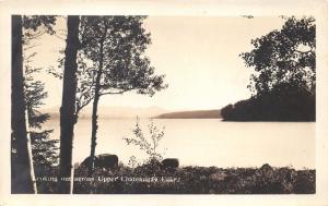 New York~Overlooking Upper Chauteaugay Lake~1920s Real Photo Postcard