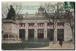 Old Postcard Avignon La Gare External view and Girard Statue mechanical weaving