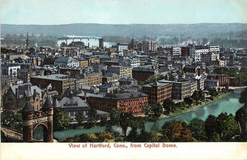 1901-1907 Chromolithograph Postcard; View of Hartford CT from Capitol  Dome