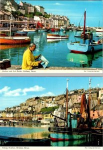 2~4X6 Postcards Brixham, Devon England HARBOUR, FISH MARKET & FISHING TRAWLERS