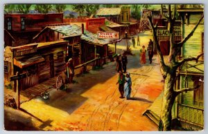 Theme~California~Ghost Town Street Scene @ Knotts Berry Farm~PM 1961~Postcard