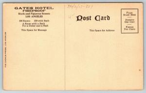 Los Angeles California~Gates Hotel~Lobby~Room With Bath for Dollar & Half~1910 