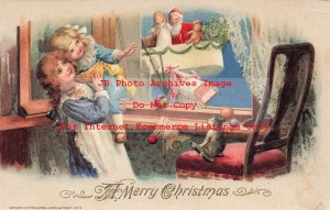 Easter, Winsch 1910 No 3811-1, Santa in Air Balloon Outside Window, Toys