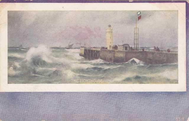 The Lighthouse and Stormy Seas - Painting - pm 1908