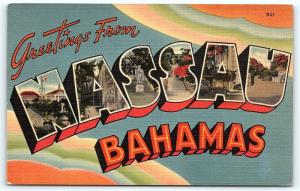 Postcard Large Letter Greetings from Nassau Bahamas