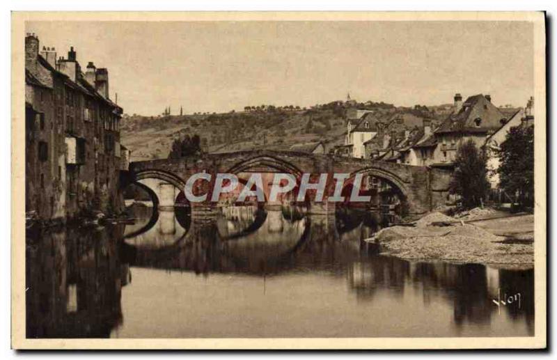 Old Postcard Espalion Old Bridge and Lot