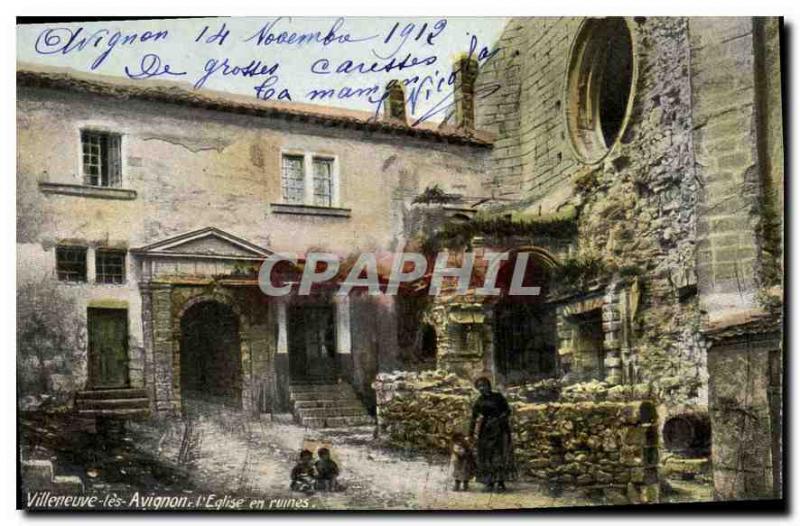 Old Postcard Villeneuve Avignon Church in ruins