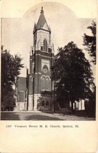 c.'07, Vermont Street M. E. Methodist Church ,Quincy, IL,Old Post Card